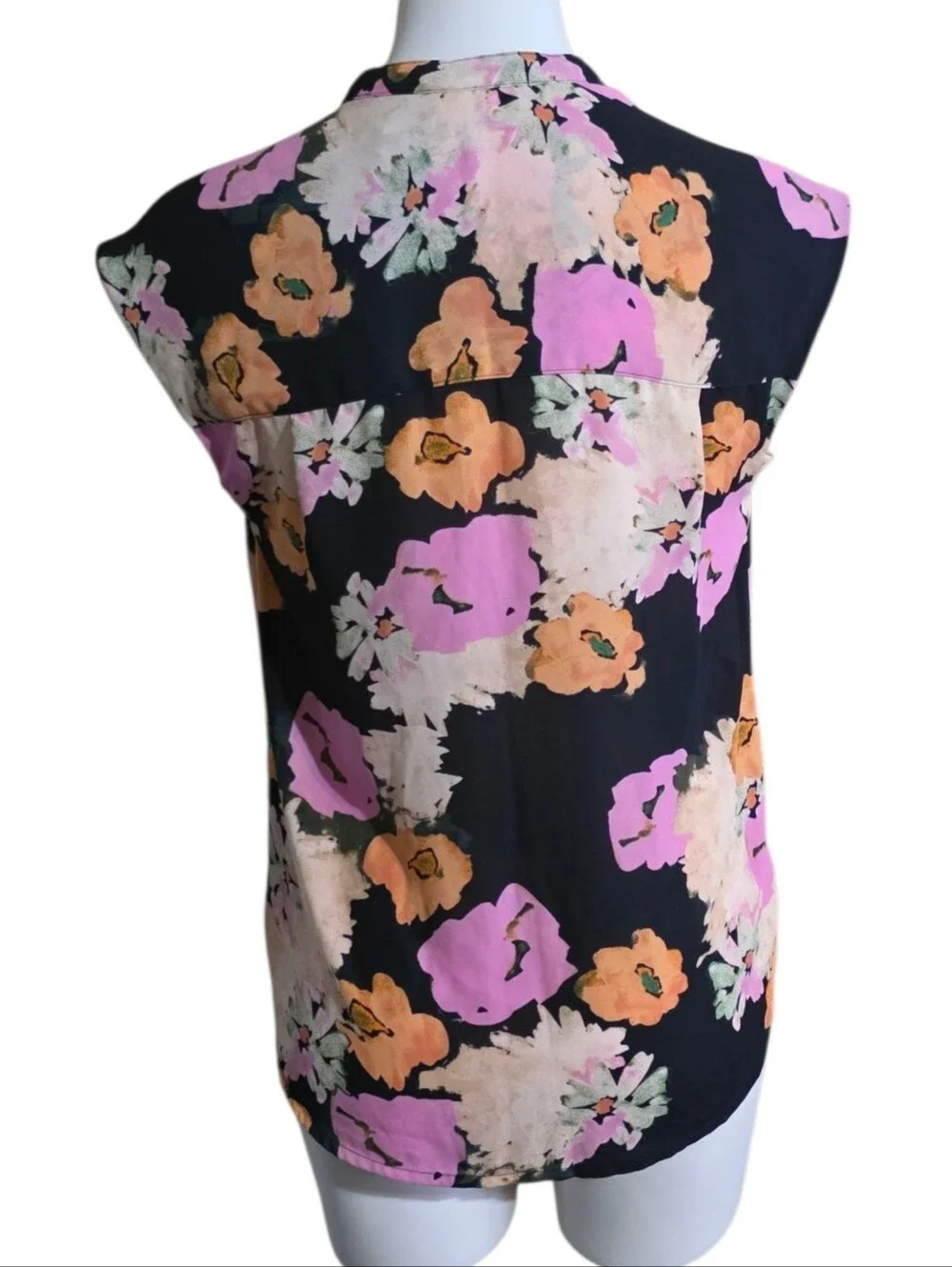 J.Crew Drapey Cap Sleeve Top Black Multicolor Size XS